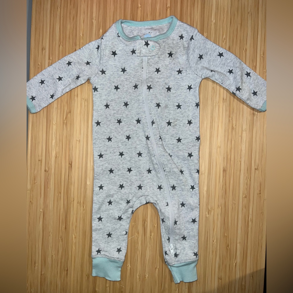 Cloud Island Starry Gray and Mint Footie